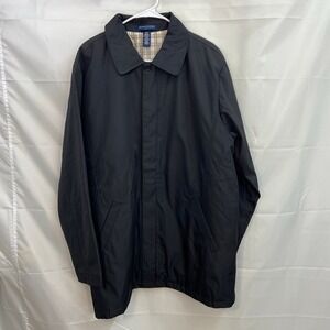 Devon &‎ Jones Blue men's black lined collared button zip pocket jacket large